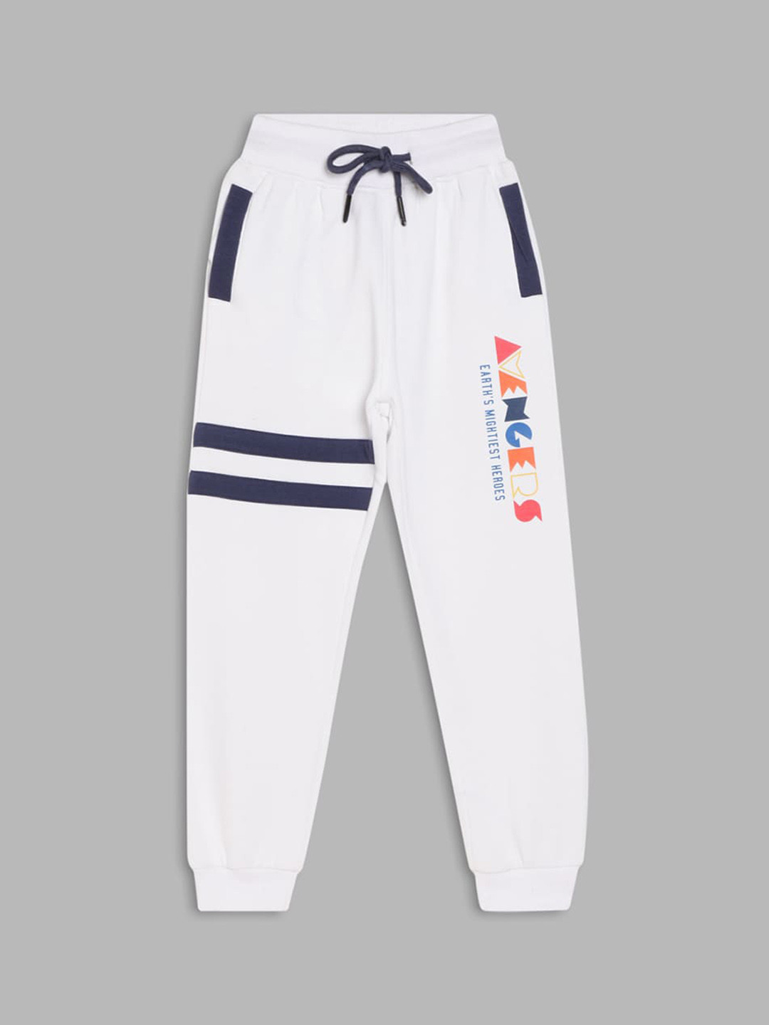 Blue Giraffe Boys White Avenger Printed Cotton Joggers