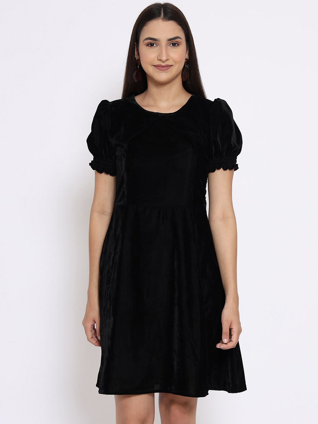 MARC LOUIS Women Black Velvet Dress