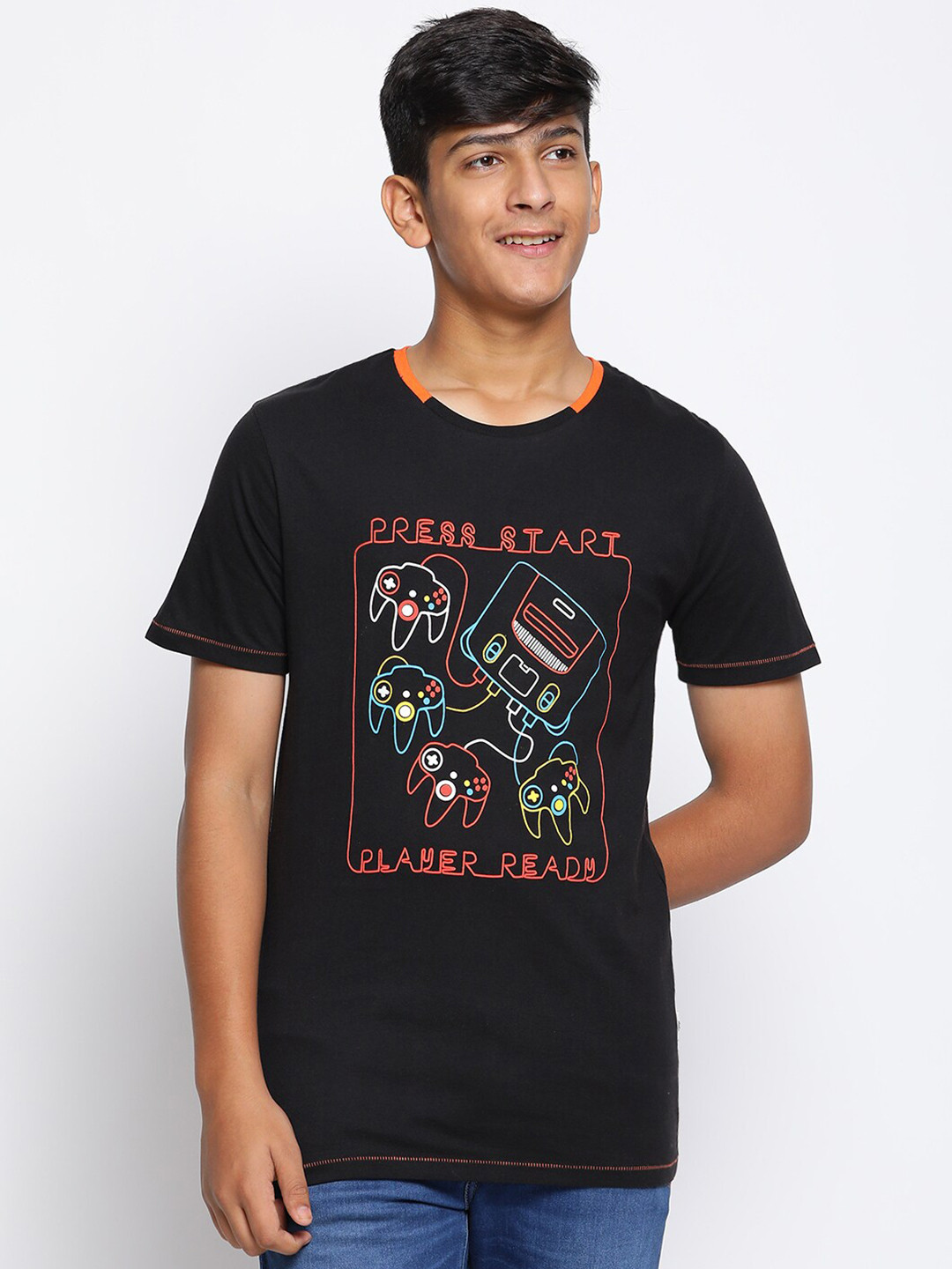 Lil Tomatoes Boys Black Printed T-shirt