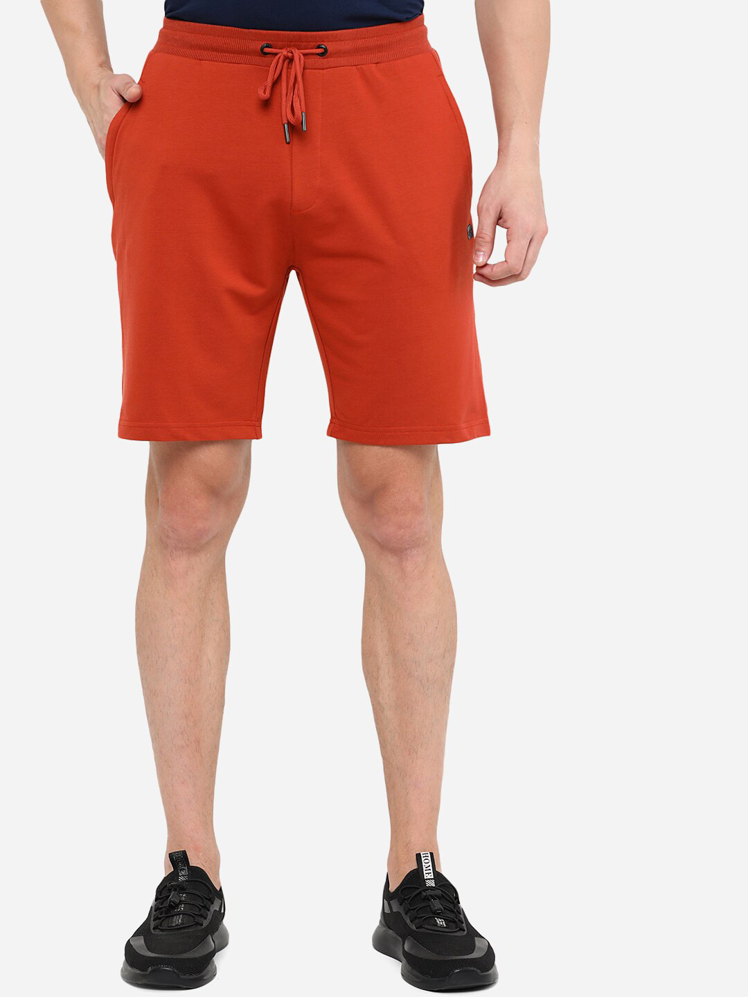 JADE BLUE Men Rust Red Cotton Sports Shorts