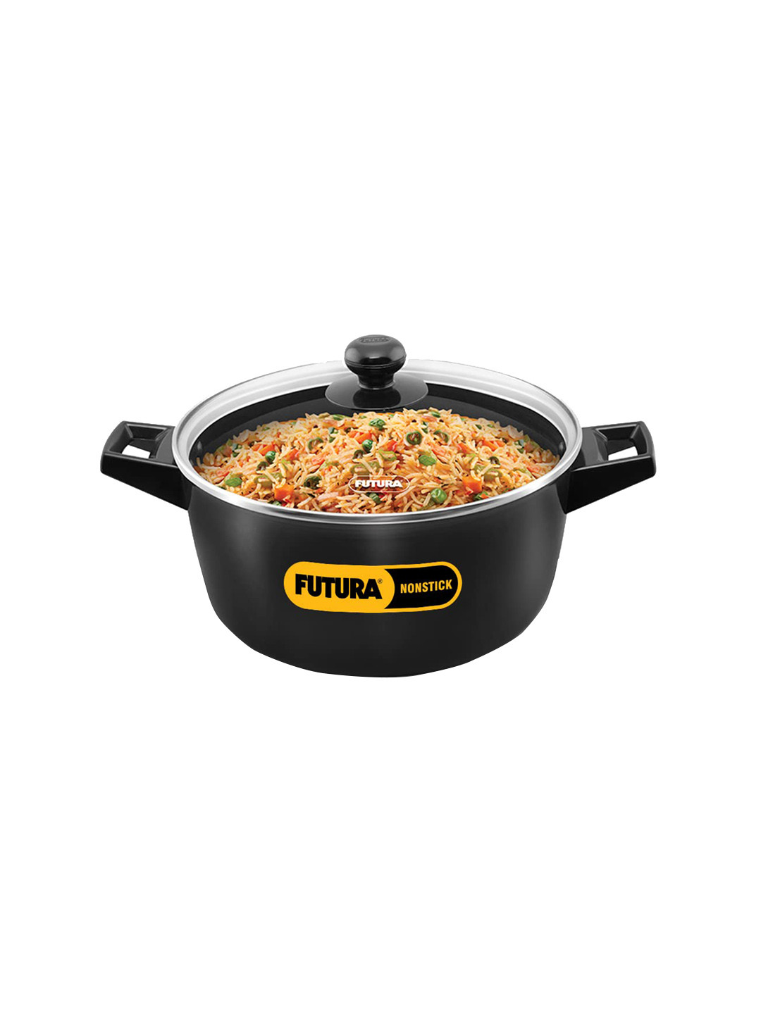HAWKINS Black Futura Cook Hard Anodized Nonstick Cook and Serve Handi With Glass Lid