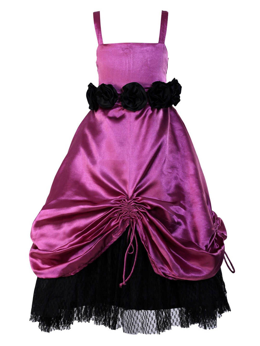 Samsara Couture Magenta Satin Maxi Maxi Dress