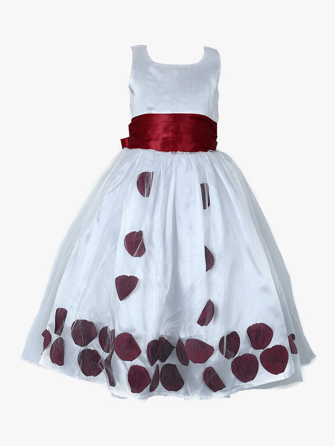 Samsara Couture Girls White Floral Net Dress