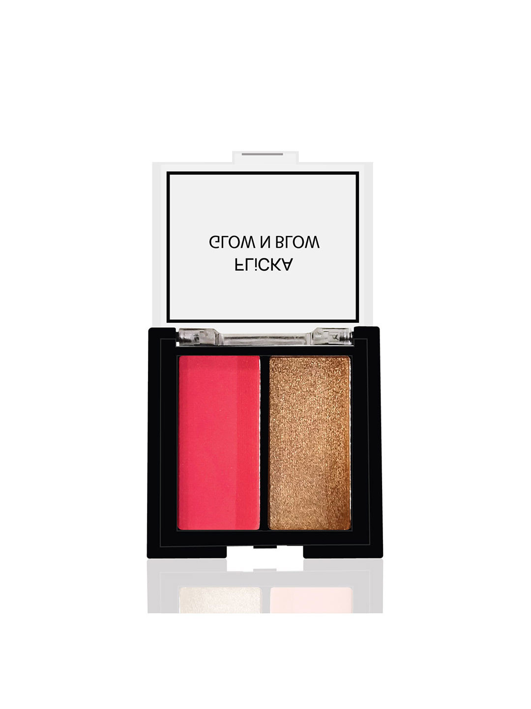 FLiCKA Glow N Blow Blusher Highlighter 01 Highspirit Pink Gold Contour Palette - Shade 1 Highspirit