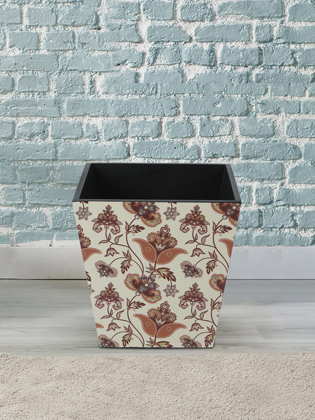 Reinvention Factory Cream Ethic Print MDF Wooden Open Dry Bin