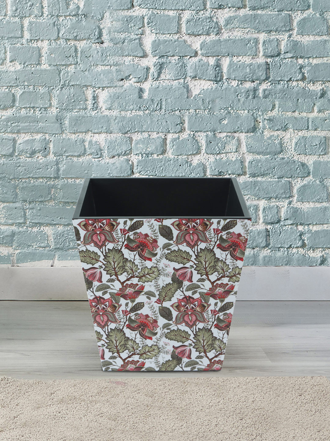 Reinvention Factory  Cream Floral Print MDF Wooden Open Dry Bins