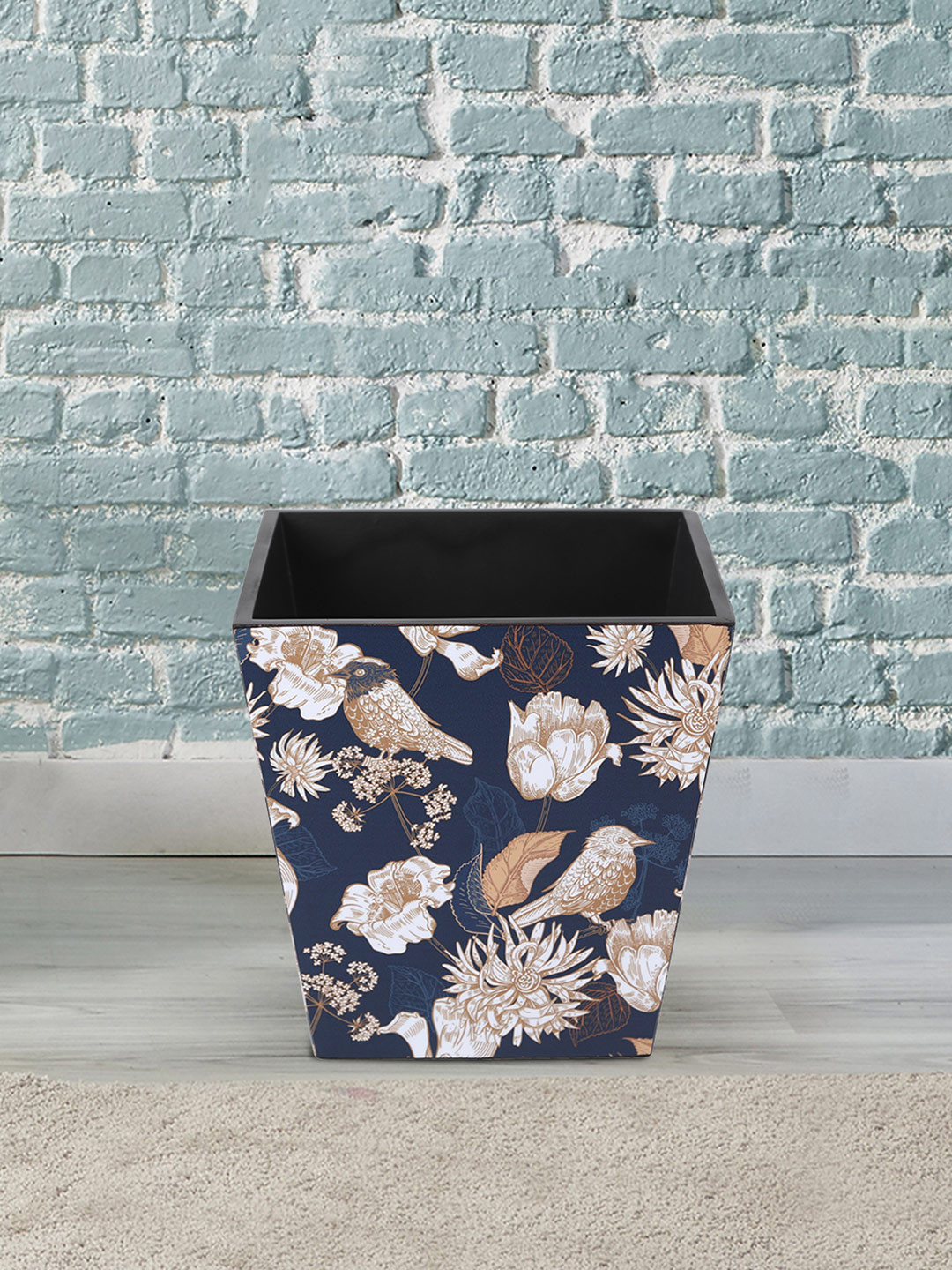 Reinvention Factory Navy Blue Tutsi Bird Printed Open Bin