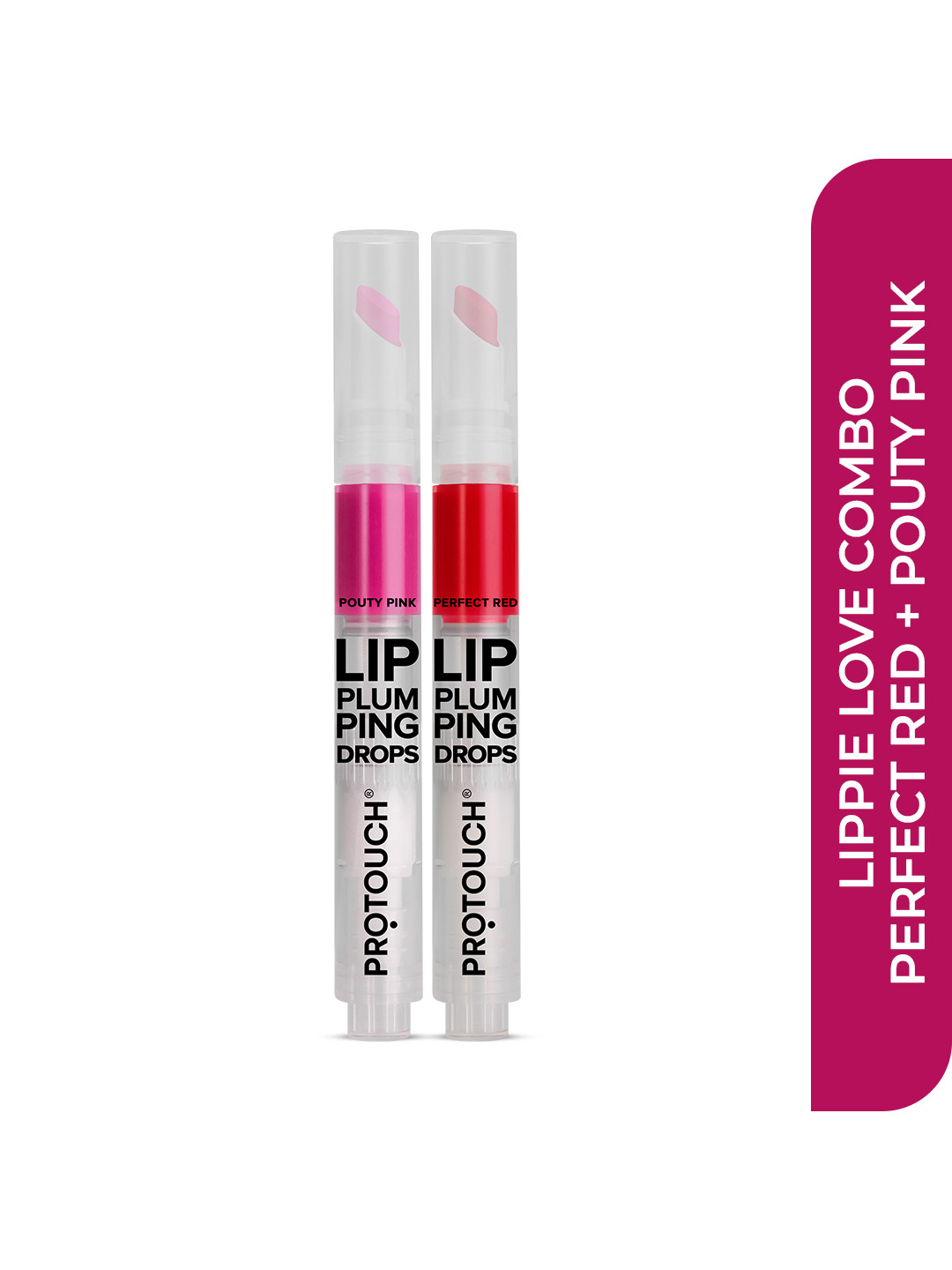 PROTOUCH Set Of 2 Matte Lip Plumping Drops Lipstick 2.8ml Each - Pouty Pink & Perfect Red