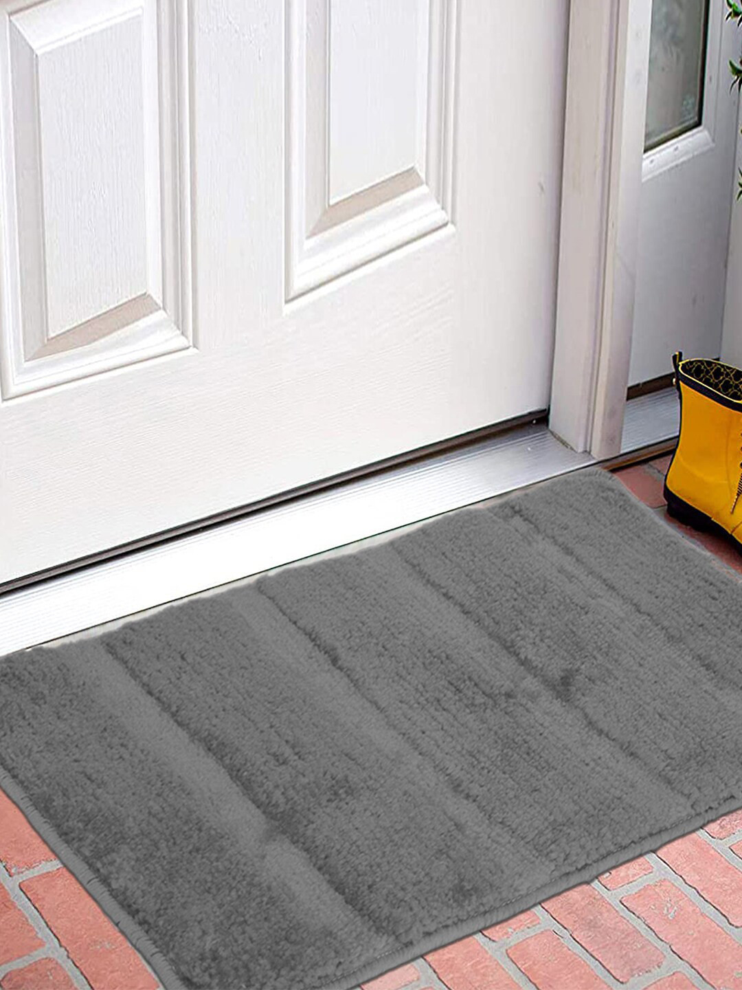 Kuber Industries Grey Striped Cotton Door Mat