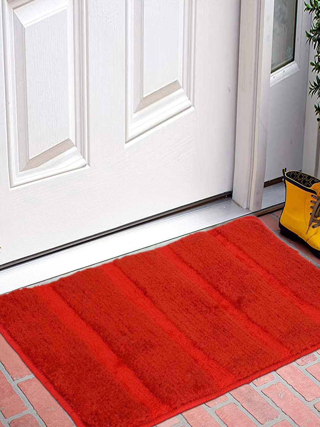 Kuber Industries Red Striped Cotton Doormat