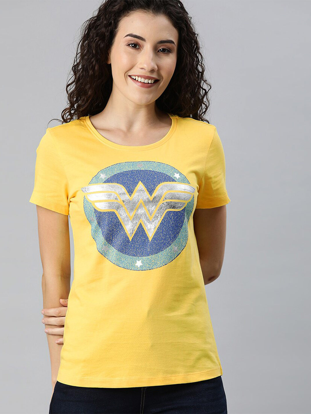 Kook N Keech Wonder Woman Women Yellow Wonder Woman Printed T-shirt