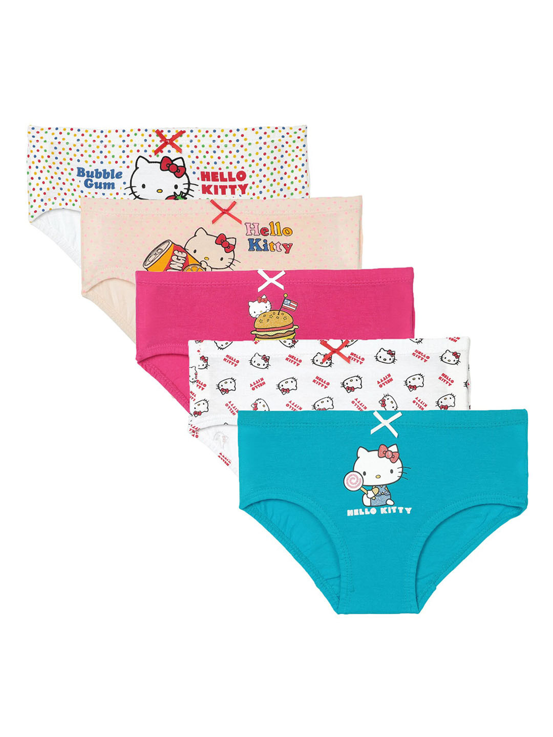 Bodycare Kids Girls Pack Of 5 Assorted Hello Kitty Cotton Hipster Briefs