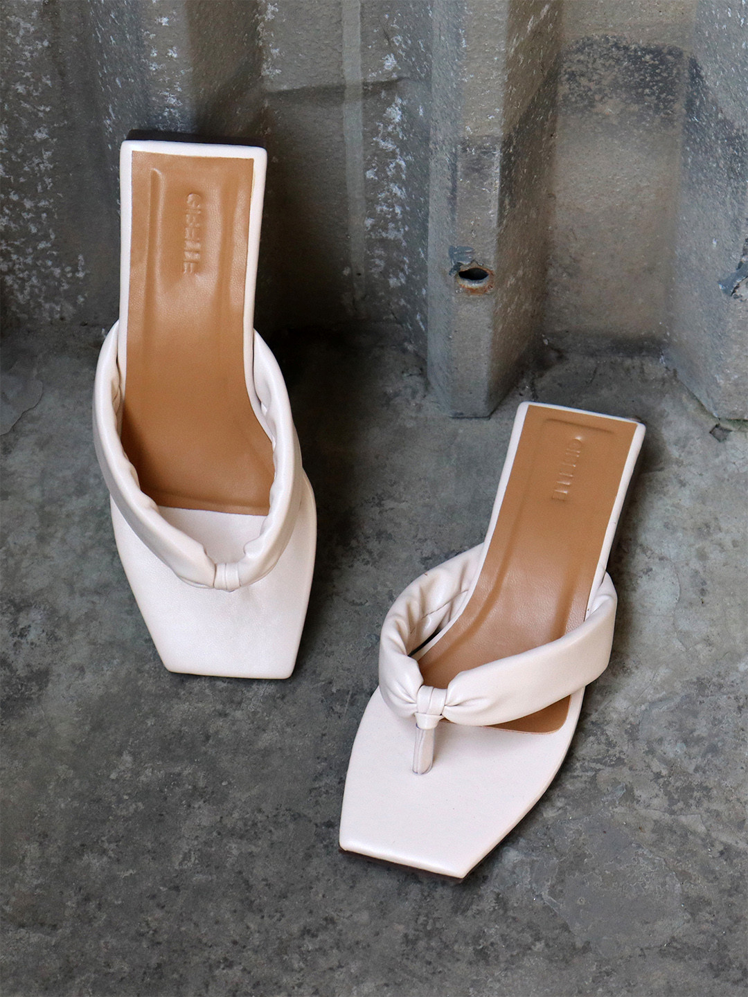 Gibelle Women Cream-Coloured Embellished Open Toe Flats