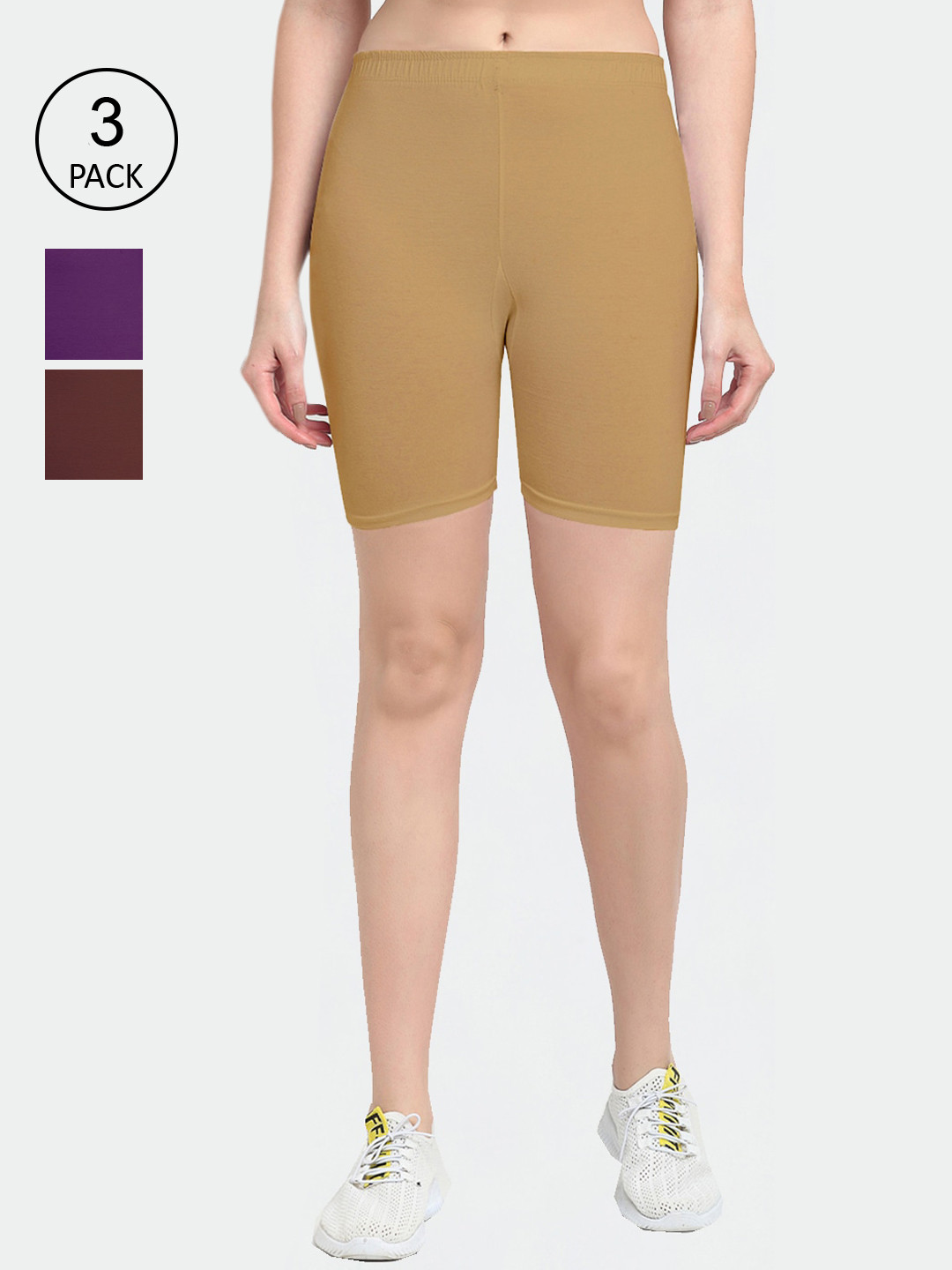 GRACIT Cotton Pack of 3 Cycling Sports Shorts