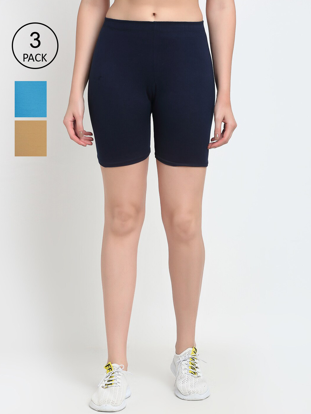 GRACIT Cotton Pack of 3 Cycling Sports Shorts