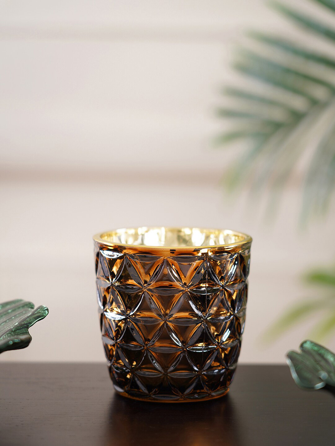 Pure Home and Living Set of 6 Brown Textured Votive Candle Holders