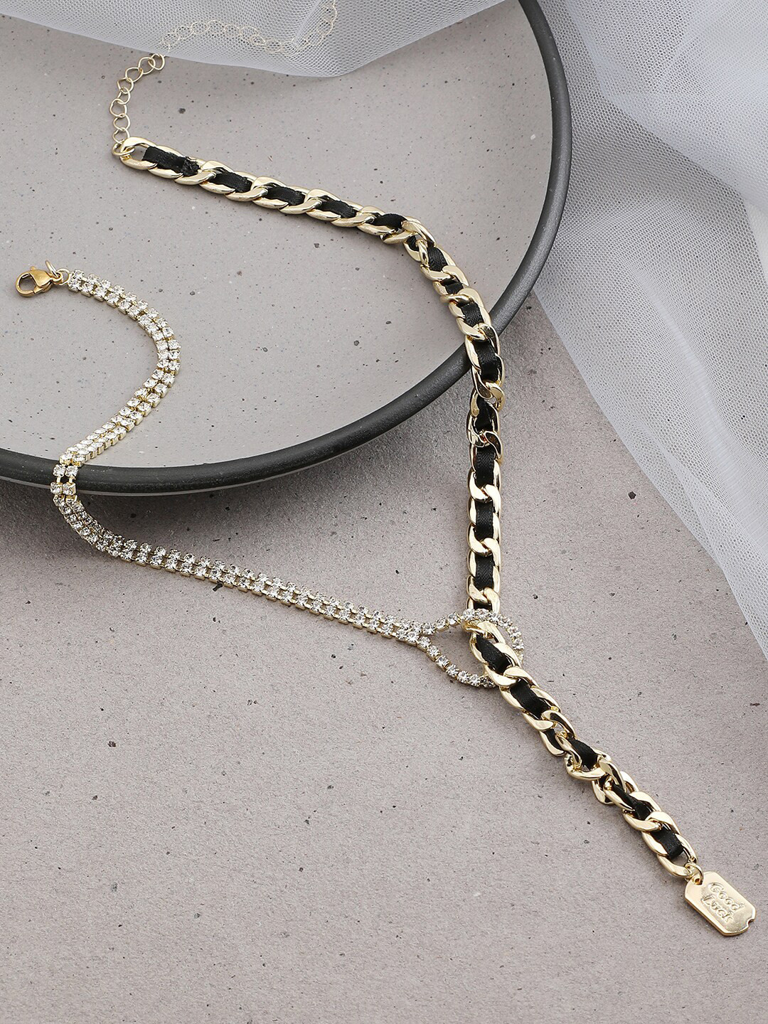 SOHI Black & Gold-Plated Necklace
