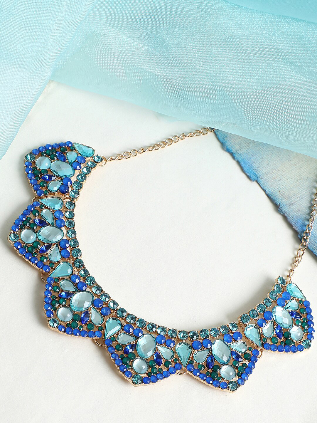 SOHI Blue & Green Gold-Plated Necklace