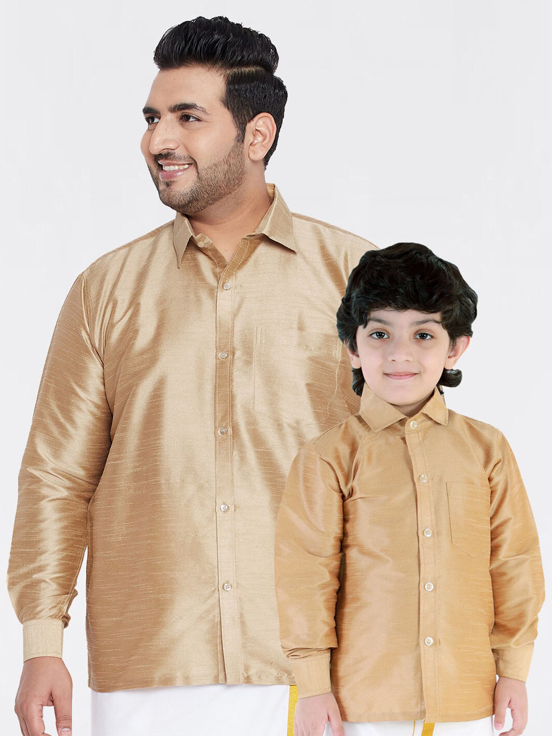 VASTRAMAY Boys Rose Gold Premium Casual Shirt