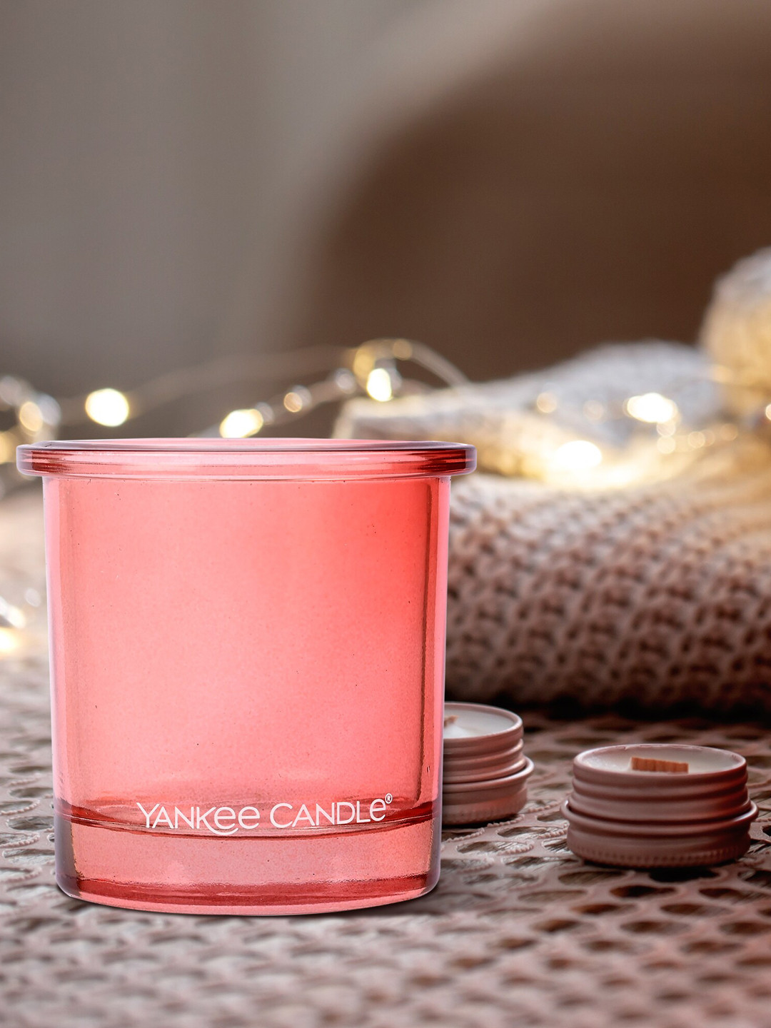 YANKEE CANDLE Coral Solid Pop Votive Tealight Candle Holder