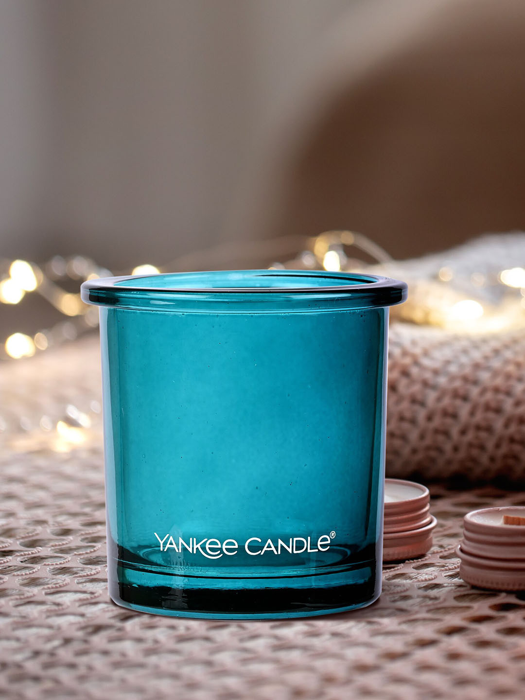 YANKEE CANDLE Teal-Blue Solid Tealight Candle Holder