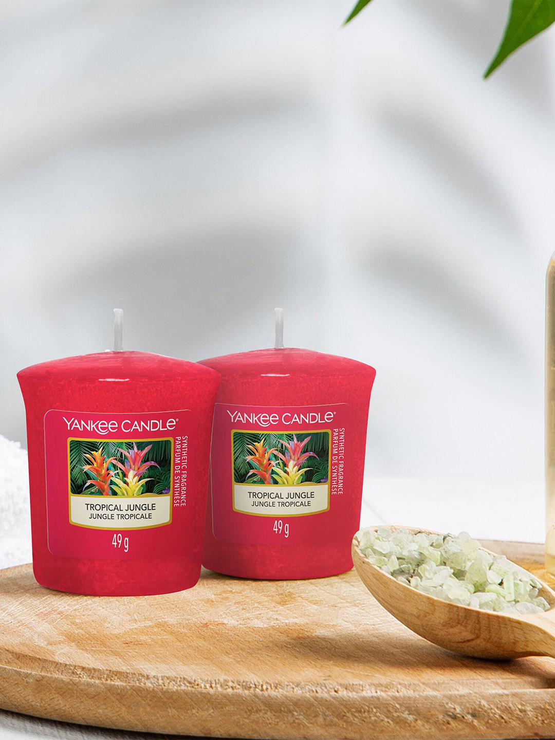 YANKEE CANDLE Votive Scented 1 Wick Tropical Jungle Solid Geometric Regular Pillar Candles