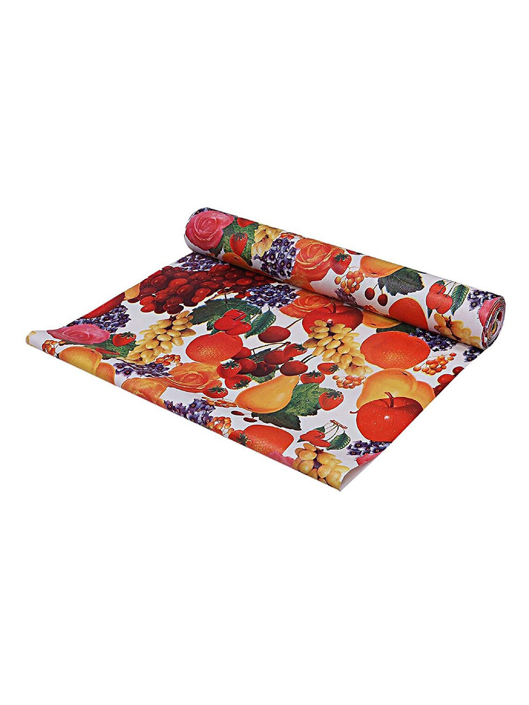 Kuber Industries White & Red Conversational Printed Shelf Liner
