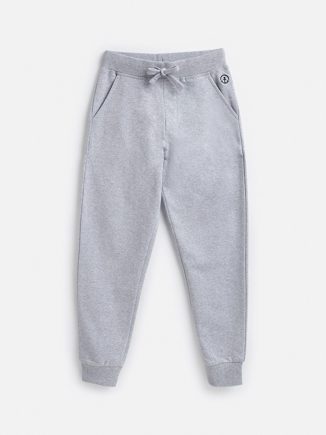 Campana Boys Grey Melange Solid Cotton Joggers