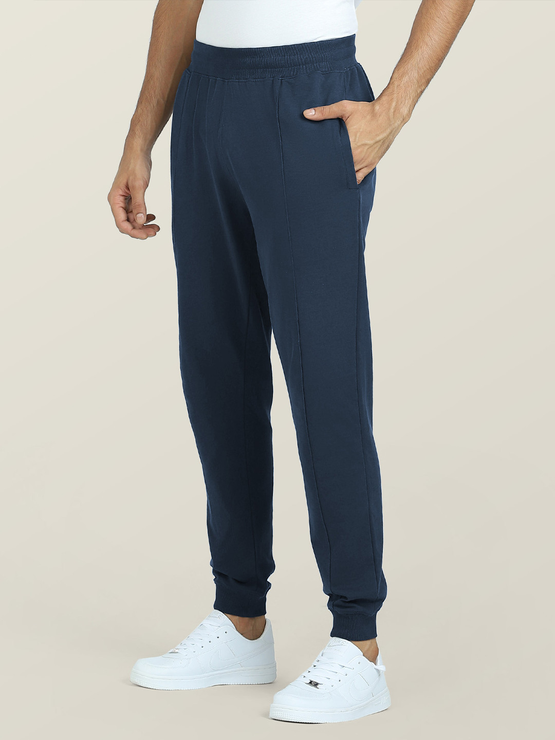 XYXX Men Teal Solid Cruze French Terry Cotton Regular Fit Joggers