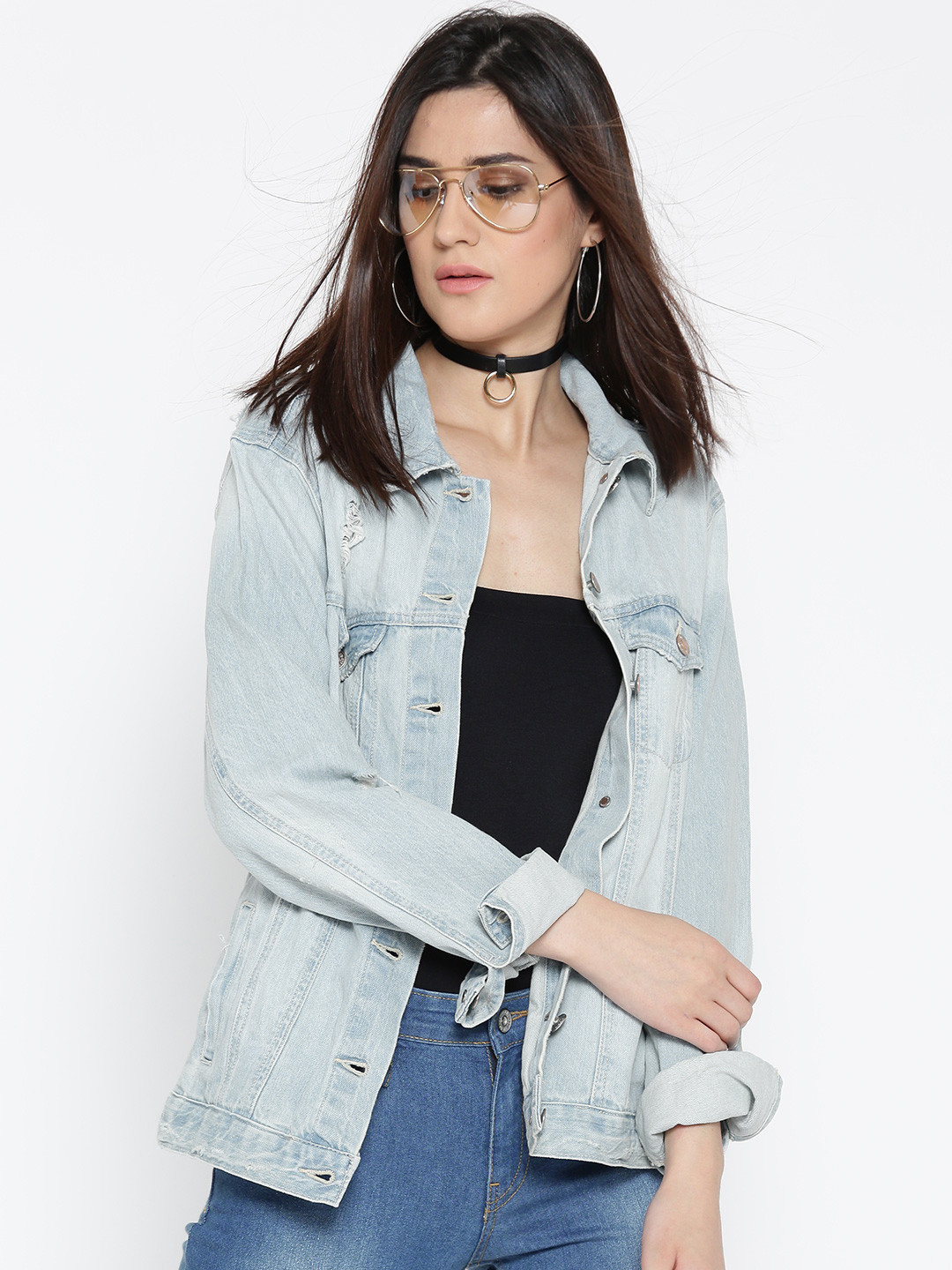 Womens Jacket Forever 21 Distressed Jean Jacket FOREVER 21 Women