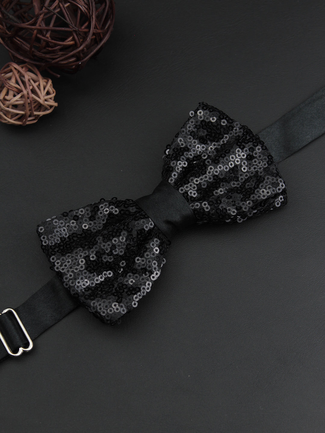 PELUCHE Black Sequin Bow Tie