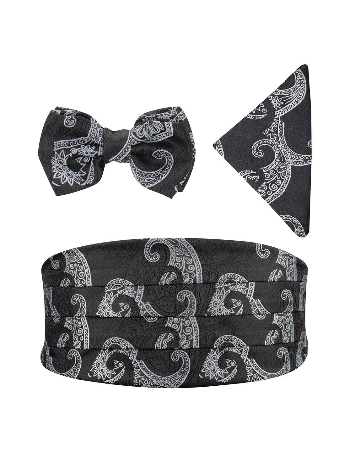 Kavove Paisley Black Cummerbund Gift Set