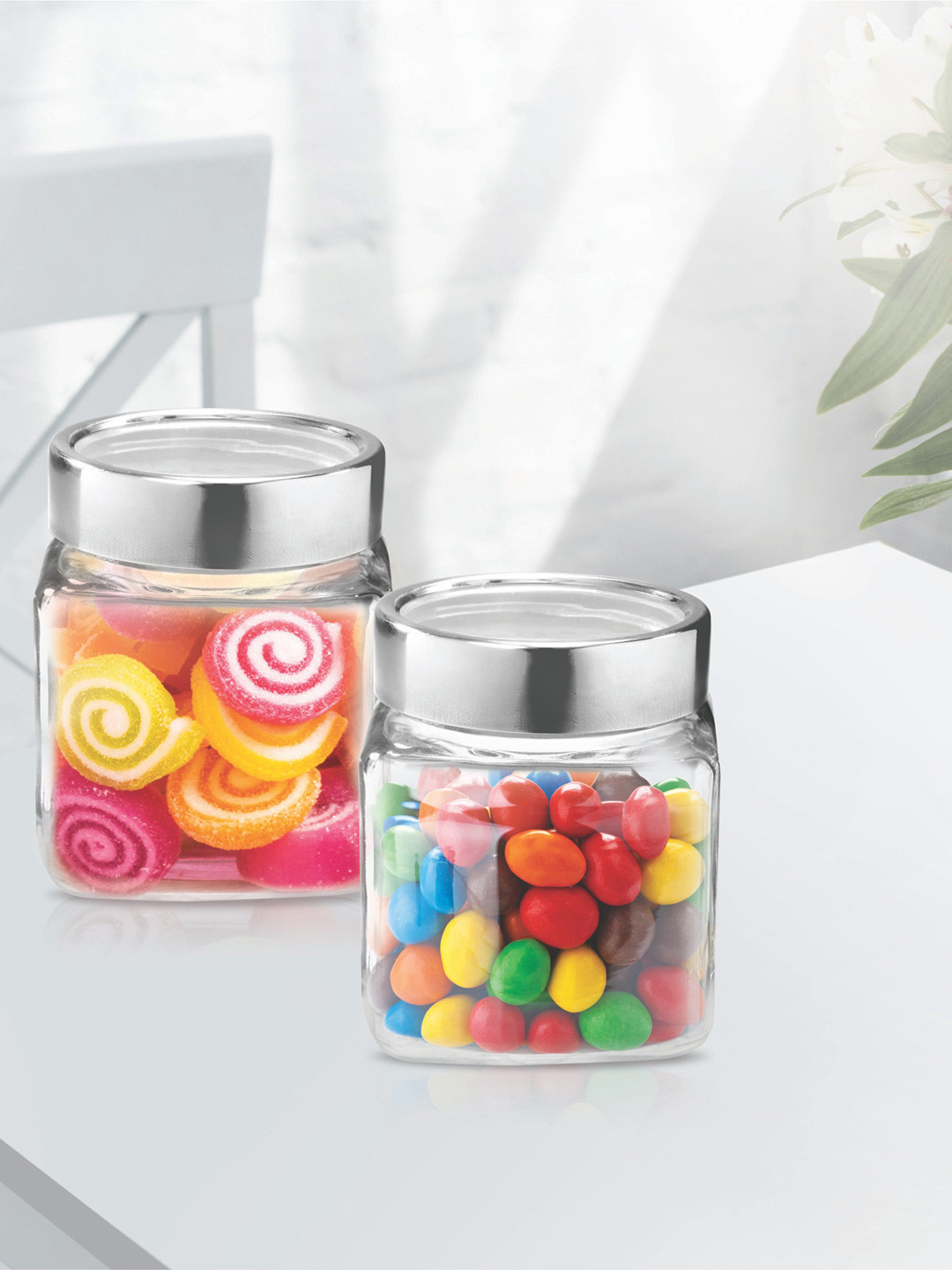 Treo Set Of 6 Transparent Cube Storage Glass Jar 180 ml Each