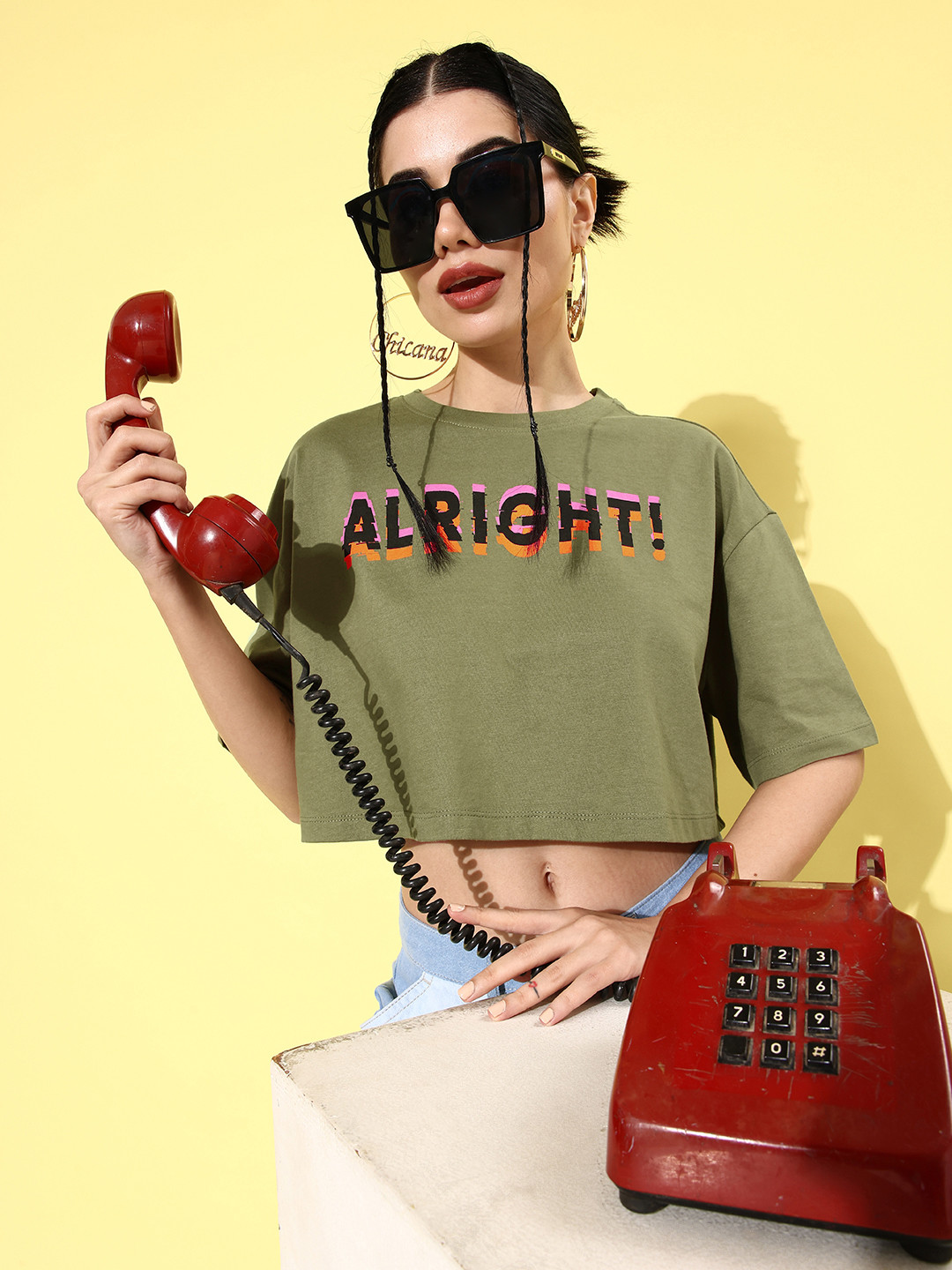 The Roadster Lifestyle Co. Women Olive Green Winter Foraging Offgrid Graphics T-shirt