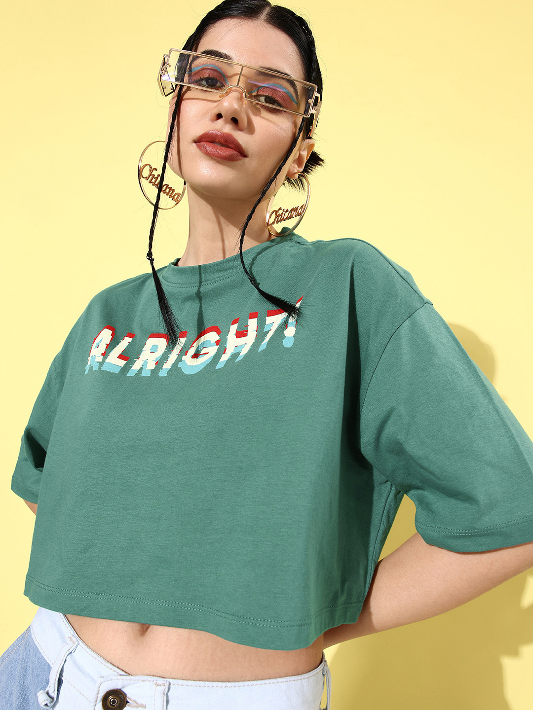 The Roadster Lifestyle Co. Women Teal Green Winter Foraging Offgrid Graphics T-shirt