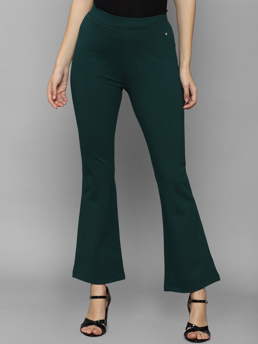Allen Solly Woman Women Green Solid Bootcut Trouser