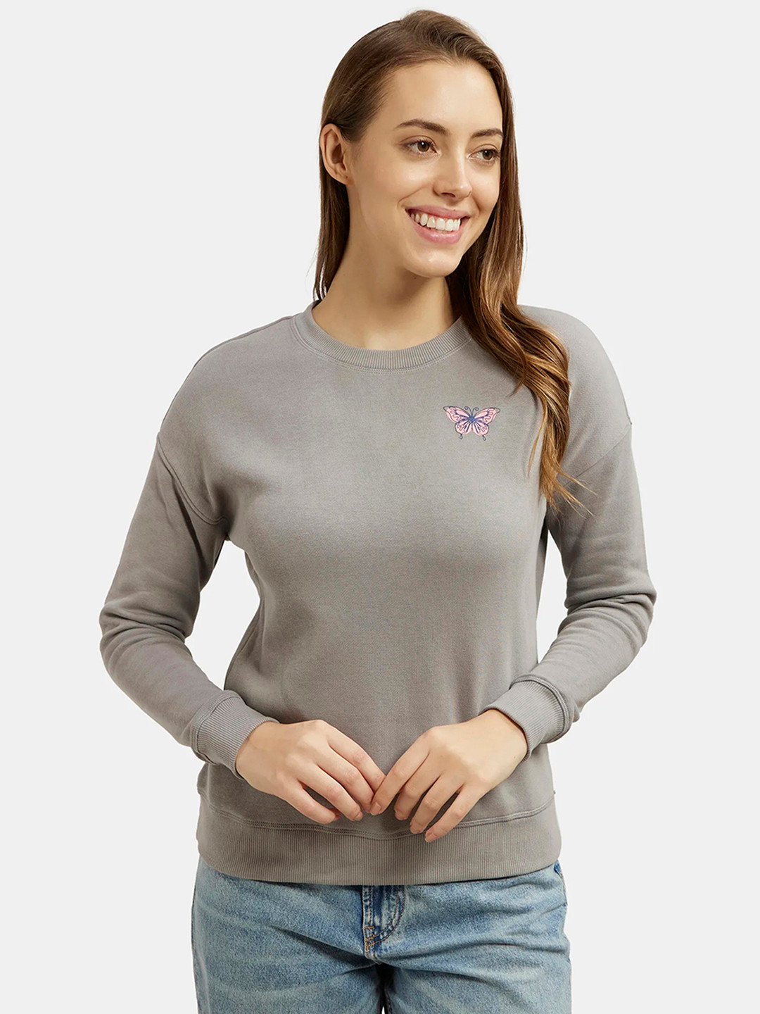 Jockey Super Combed Cotton Rich Fleece Fabric Sweatshirt with Drop Shoulder Styling-U109