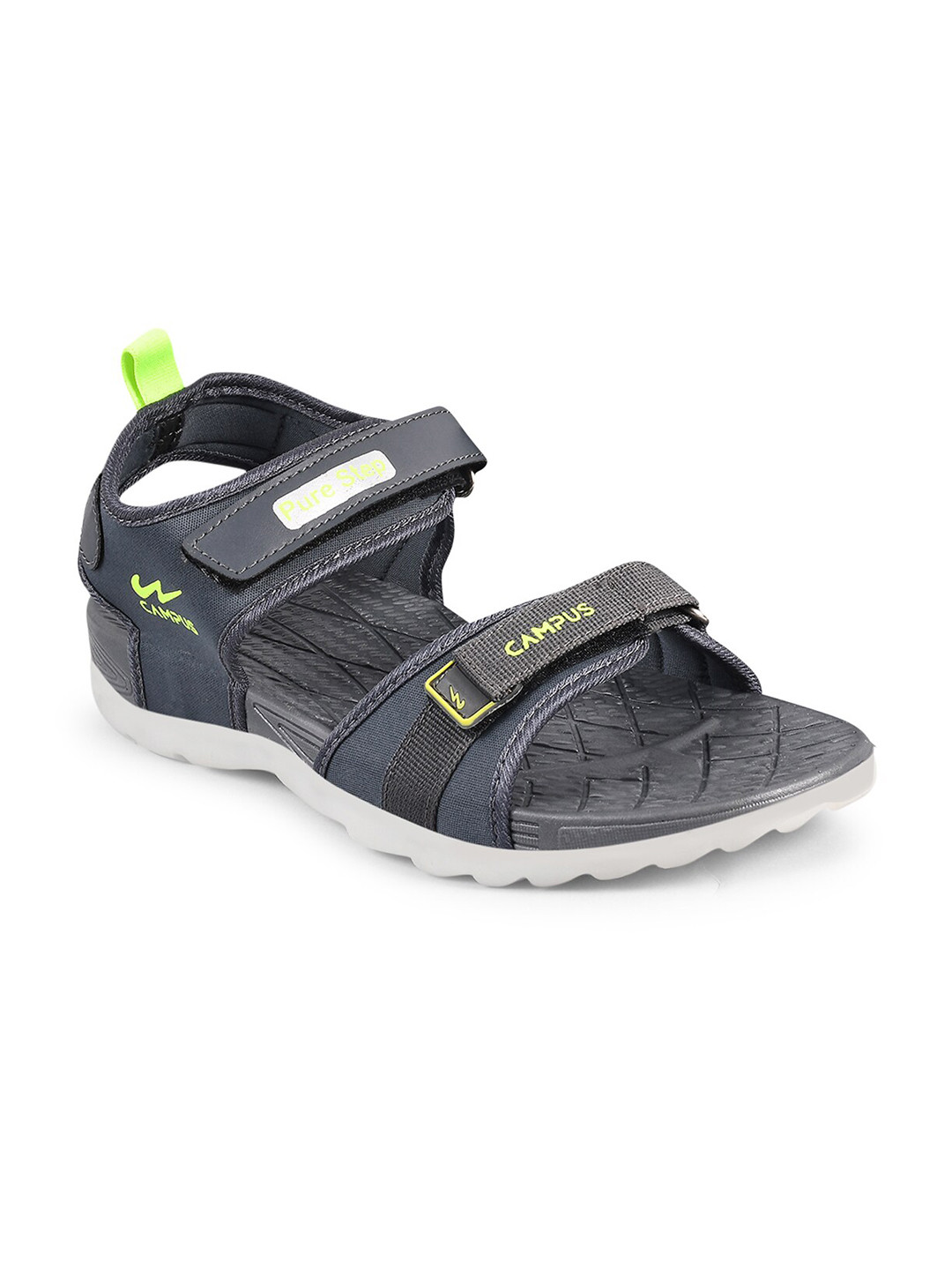 Campus Men Grey & Green Solid Sports Sandals