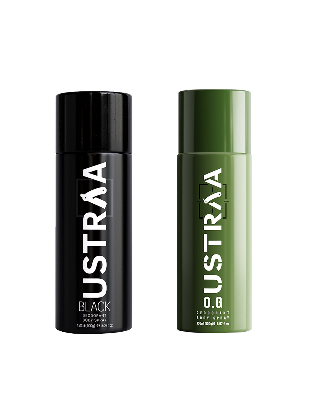 Ustraa Men Set of Black & O.G Odour-Free Deodorant Body Spray - 150 ml Each