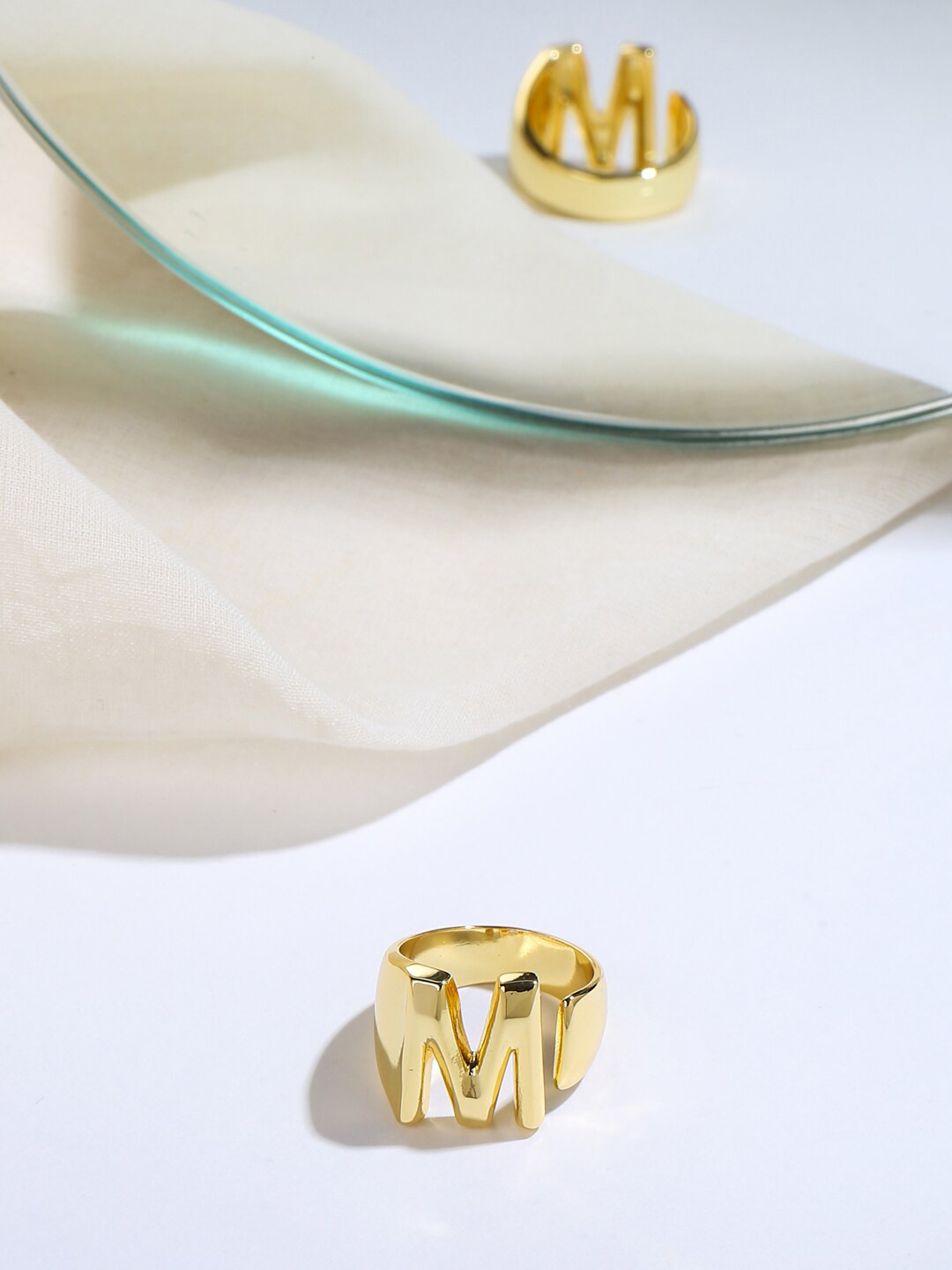 Mitali Jain Gold-Plated M Initial Adjustable Finger Ring