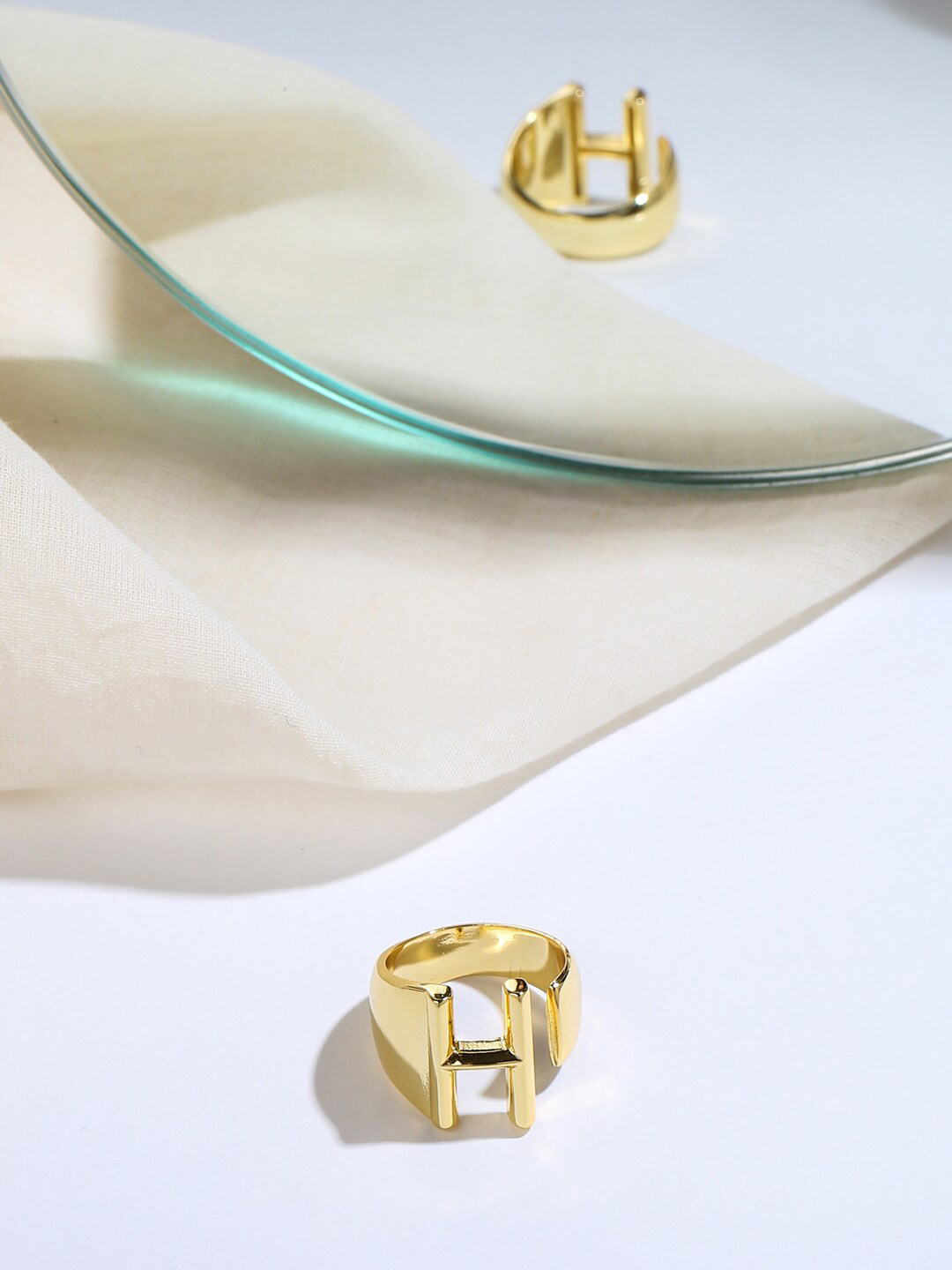 Mitali Jain Gold-Plated H Initial Finger Ring