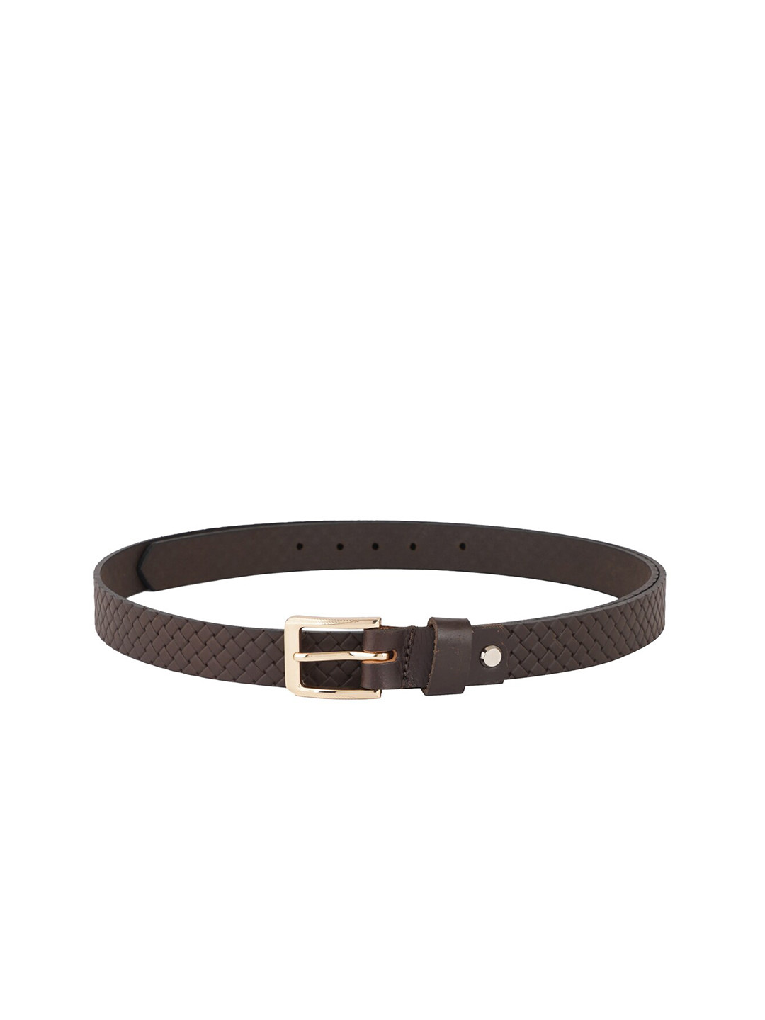 Style Shoes Women Brown Checked Leather Belt