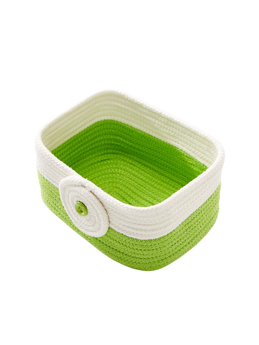 Pano Green & White Colour Blocked Storage Basket