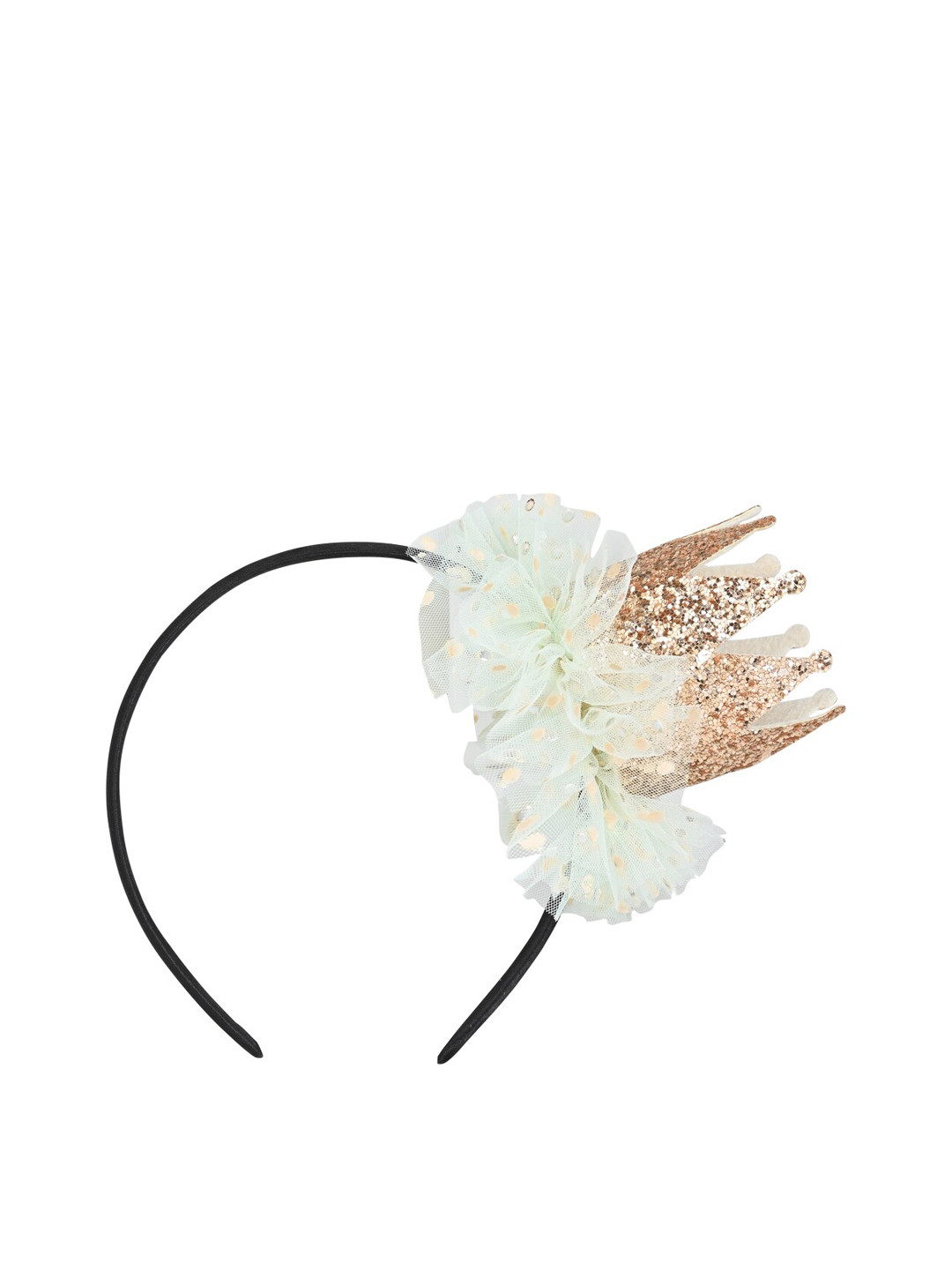 Aye Candy Girls Sea-Green & Golden Embellished Birthday Crown Hairband