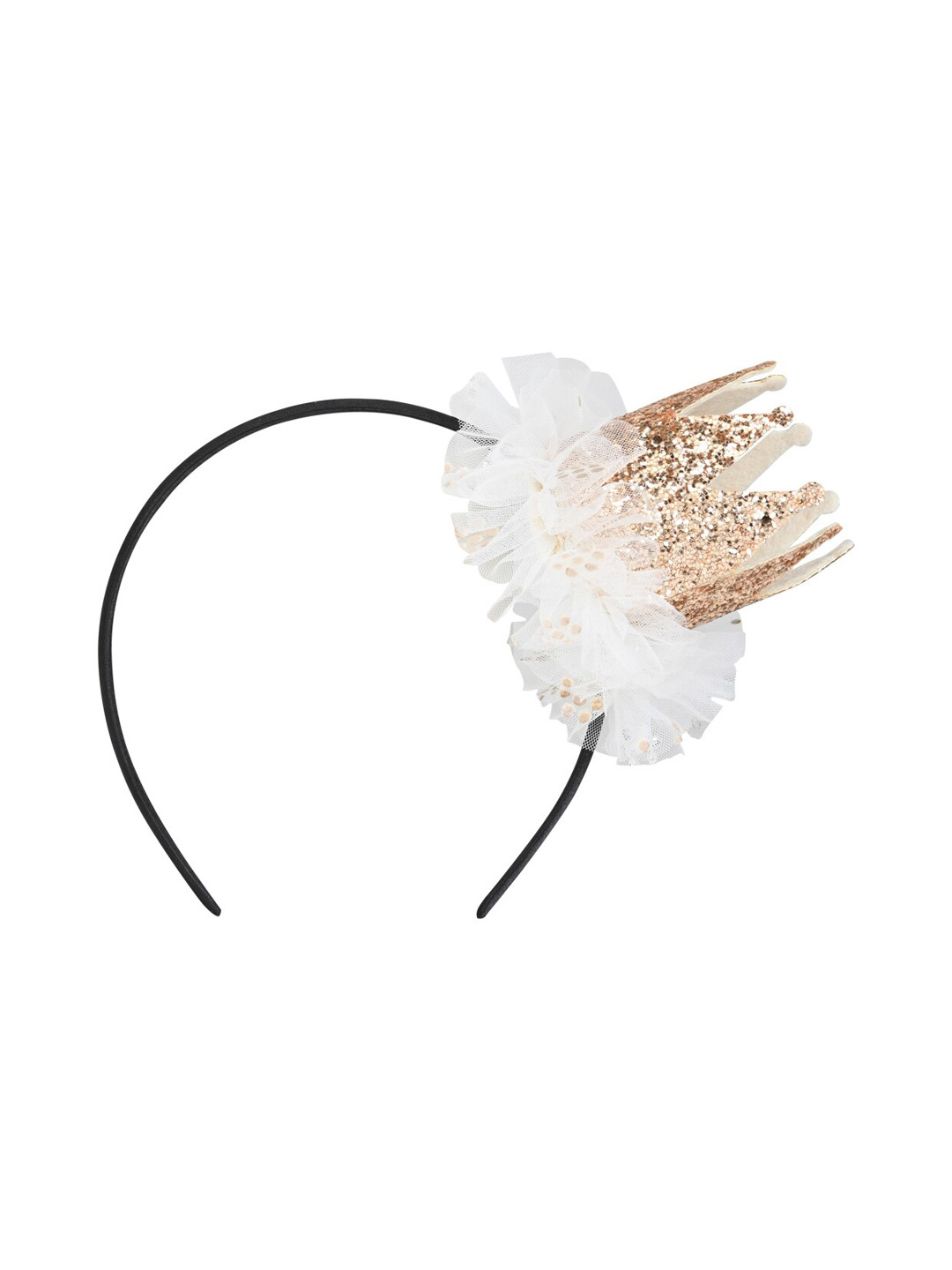 Aye Candy Girls White & Golden Embellished Birthday Crown Hairband