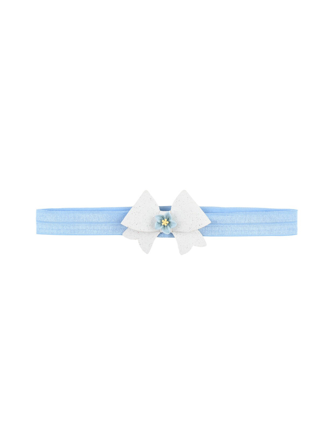 Aye Candy Girls White & Blue Flower Centered Small Bow Headband
