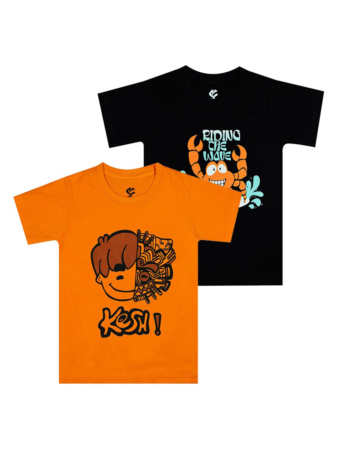 Silver Fang Boys Pack Of 2 Printed Cotton T-shirt