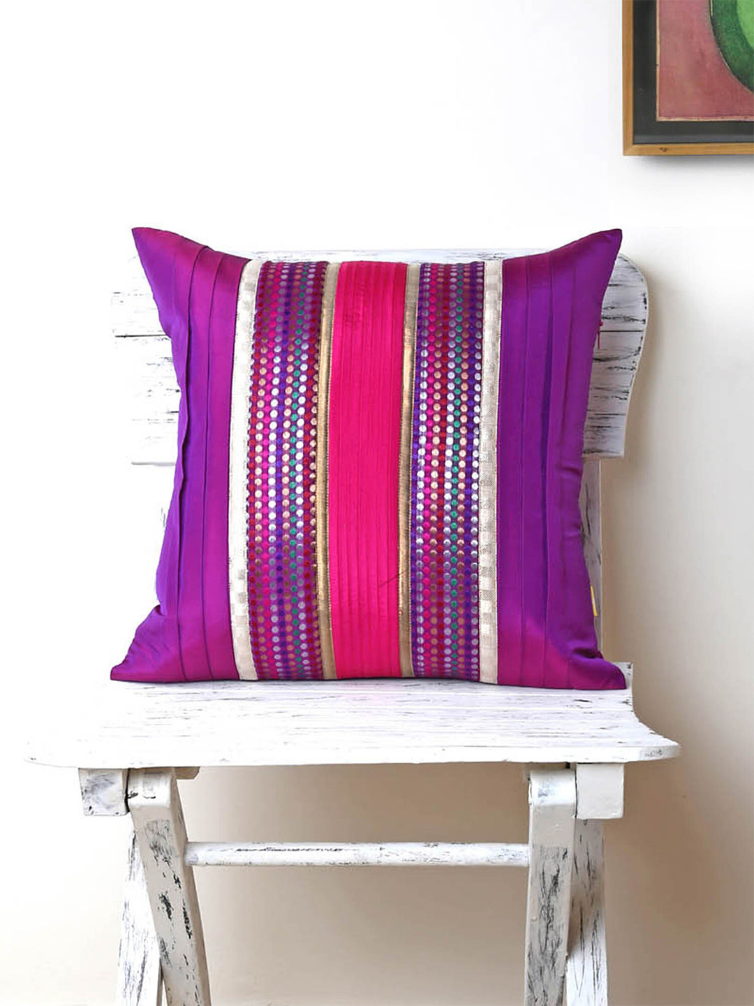 ANS Pink & Purple Striped Square Cushion Covers