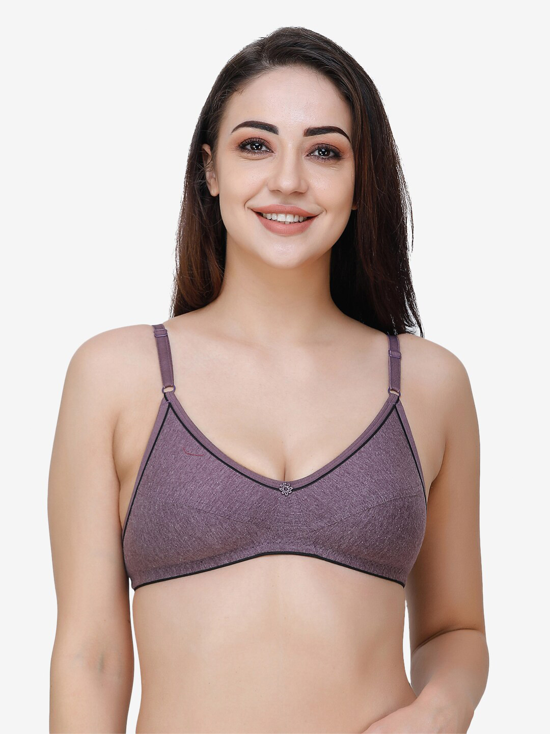 Docare Women Purple Solid Cotton Non Padded Seamed Everyday Bra