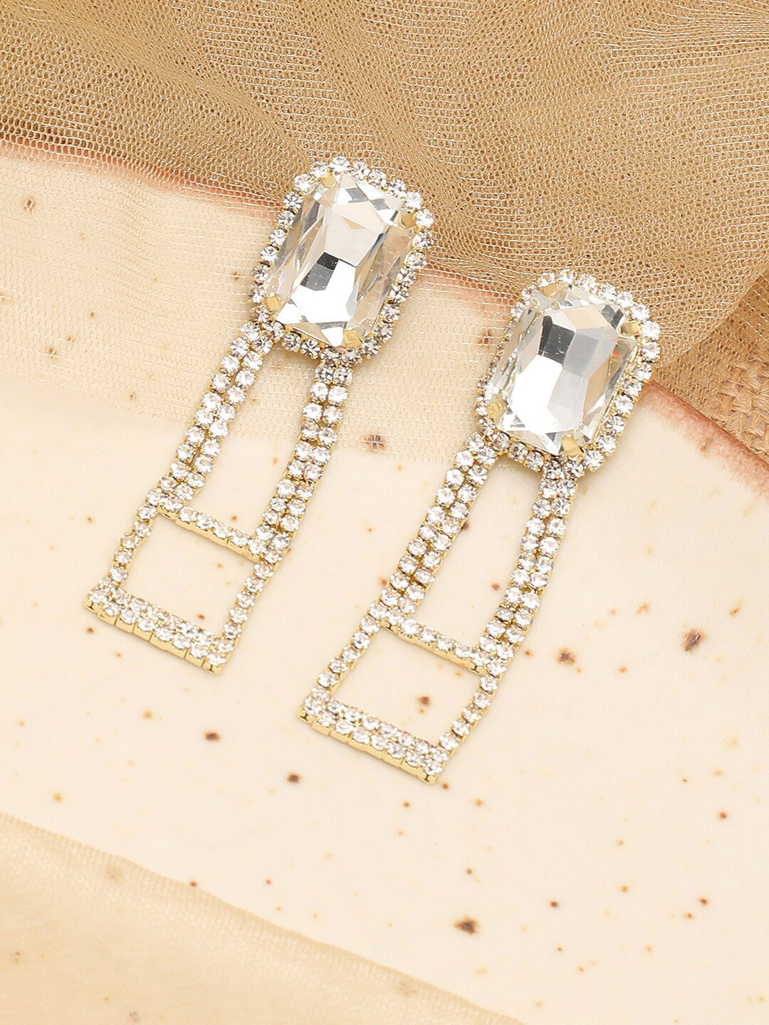 SOHI Transparent Contemporary Gold Plated Drop Earrings